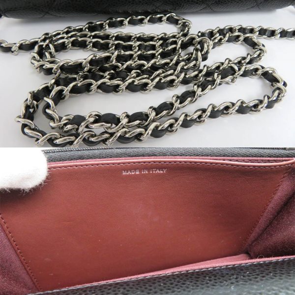 n2312 05 304178mi 05 Chanel Matelasse Chain Wallet Chain Shoulder Bag Black Caviar Skin