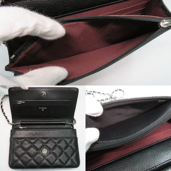 n2312 05 304178mi 06 Chanel Matelasse Chain Wallet Chain Shoulder Bag Black Caviar Skin