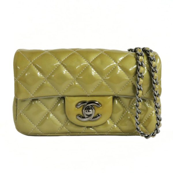 n2312 05 304317sh Chanel Mini Matelasse Chain Shoulder Bag Green Patent