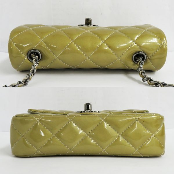 n2312 05 304317sh 02 Chanel Mini Matelasse Chain Shoulder Bag Green Patent