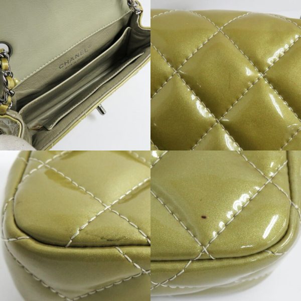 n2312 05 304317sh 07 Chanel Mini Matelasse Chain Shoulder Bag Green Patent