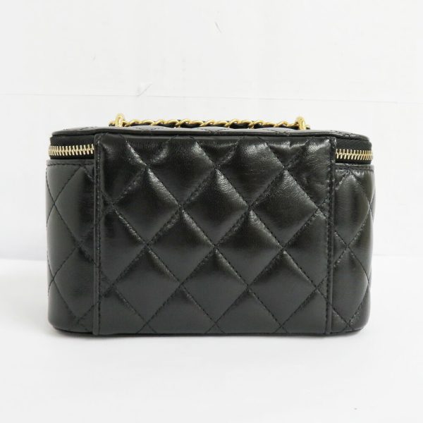 n2401 05hi0598sh 01 Chanel Matelasse Chain Vanity Black Mirror Bag Lambskin Black