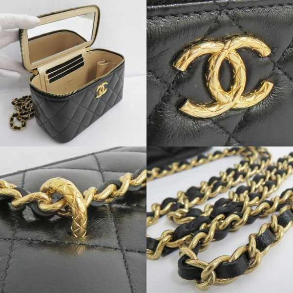 n2401 05hi0598sh 06 Chanel Matelasse Chain Vanity Black Mirror Bag Lambskin Black