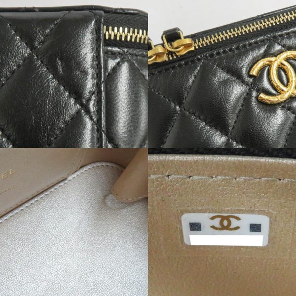 n2401 05hi0598sh 07 Chanel Matelasse Chain Vanity Black Mirror Bag Lambskin Black