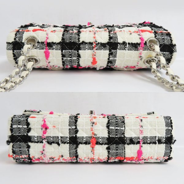 n2402 06 300249sh 02 Chanel Tweed Flap Bag Chain Shoulder White Pink Black