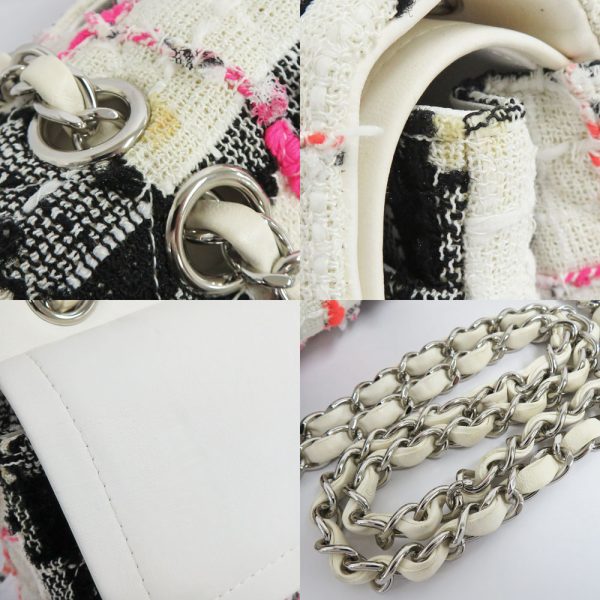 n2402 06 300249sh 07 Chanel Tweed Flap Bag Chain Shoulder White Pink Black