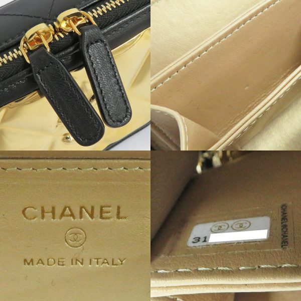 n2402 06 300504sh 07 Chanel Matelasse Vanity Case Chain Shoulder Pochette Black Lambskin GD No 31 Card Case Black