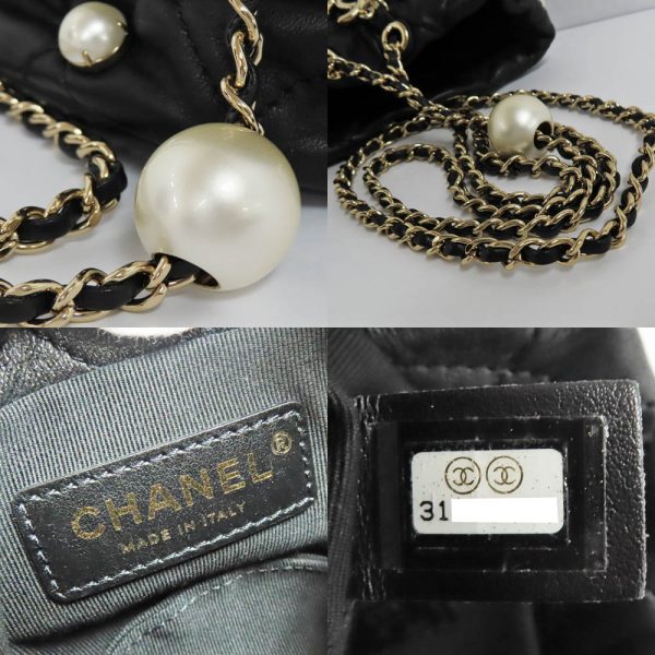 n2403 06 300706sh 08 Chanel chain pouch fake pearl lambskin black mini bag