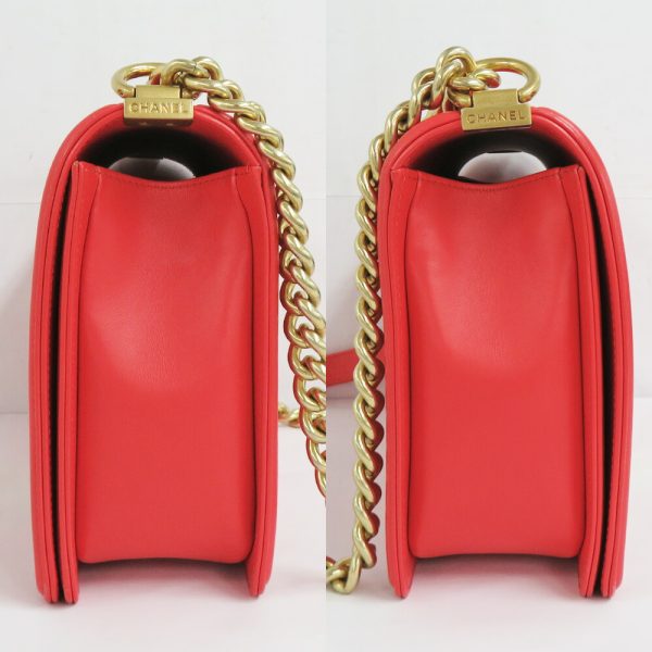 n2404 05 301845sh 02 Chanel Matelasse Boy Chain Shoulder Bag Red Lambskin Red Leather