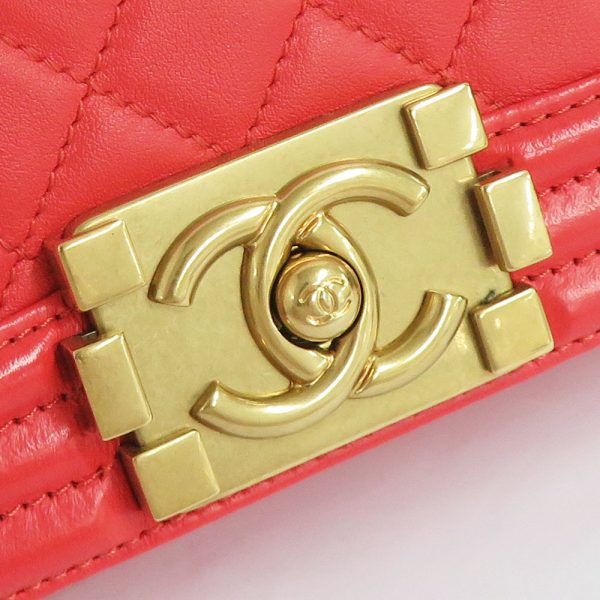 n2404 05 301845sh 05 Chanel Matelasse Boy Chain Shoulder Bag Red Lambskin Red Leather