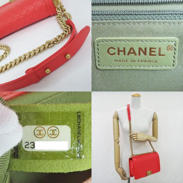 n2404 05 301845sh 08 Chanel Matelasse Boy Chain Shoulder Bag Red Lambskin Red Leather