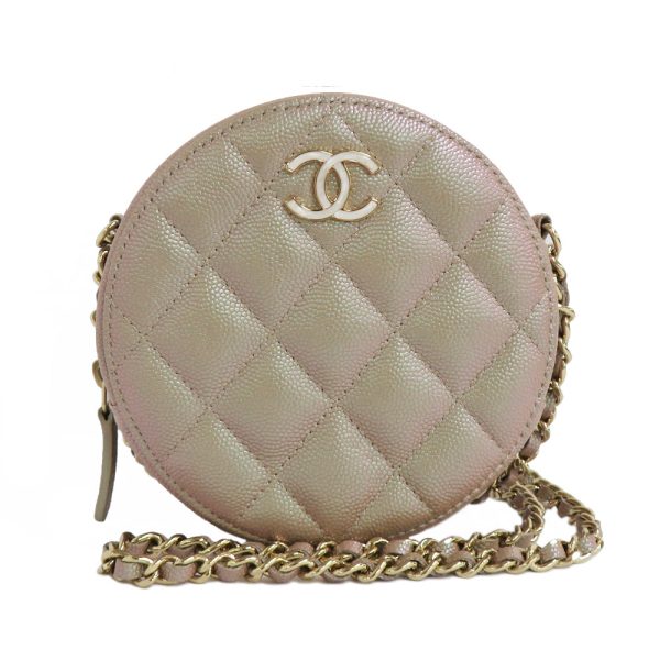 n2405 06 301276sh Chanel Matelasse Chain Pouch Beige CocoMark Caviar