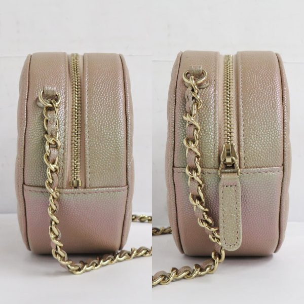 n2405 06 301276sh 03 Chanel Matelasse Chain Pouch Beige CocoMark Caviar