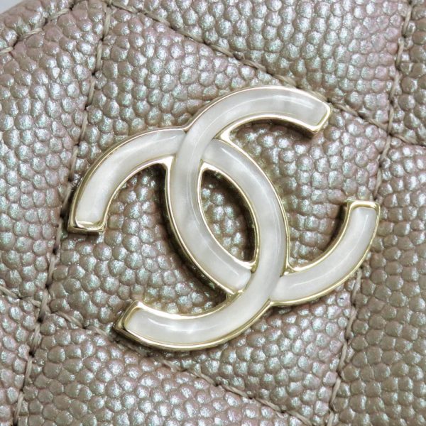 n2405 06 301276sh 05 Chanel Matelasse Chain Pouch Beige CocoMark Caviar