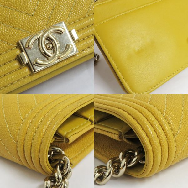 n2405 06 301278sh 07 Chanel Boy Chain Wallet Caviar Skin Yellow Leather