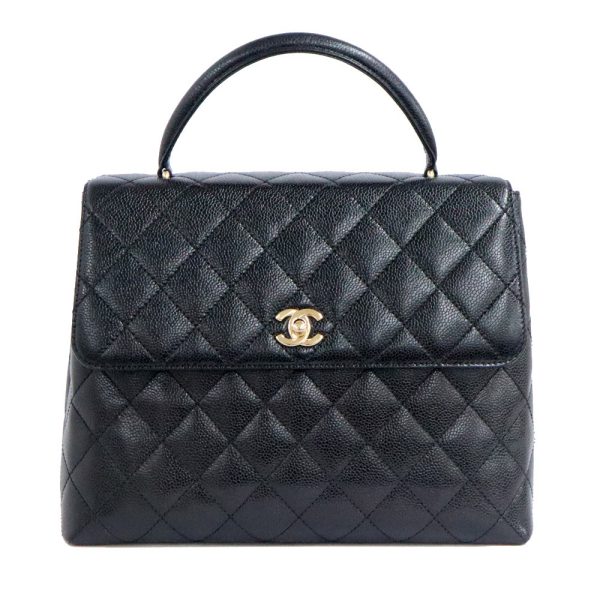 n2406 06 301714ht Chanel Matelasse Top Handle Bag A12397 Caviar Skin Black Turnlock Handbag