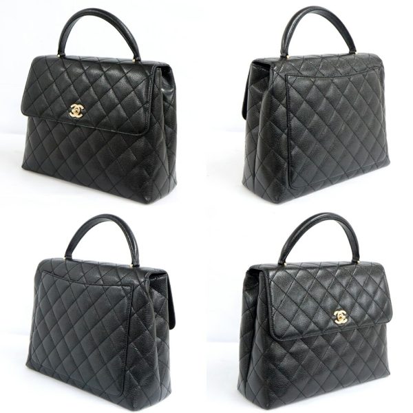 n2406 06 301714ht 02 Chanel Matelasse Top Handle Bag A12397 Caviar Skin Black Turnlock Handbag