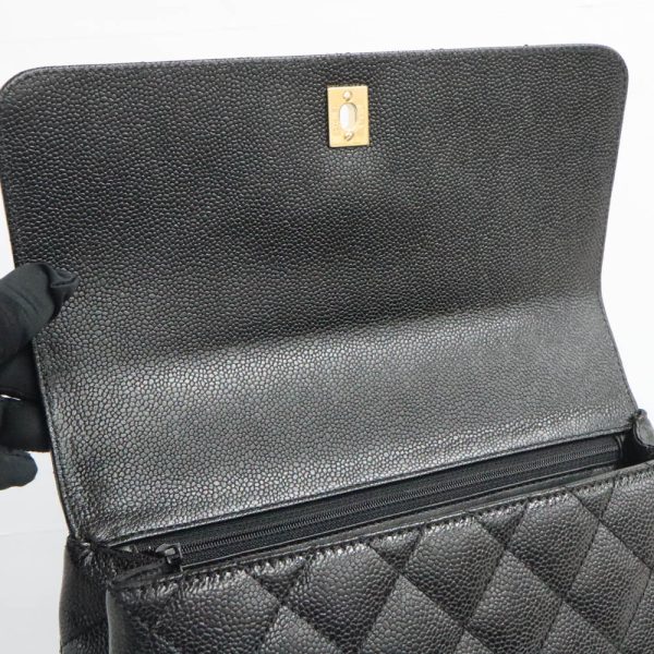 n2406 06 301714ht 04 Chanel Matelasse Top Handle Bag A12397 Caviar Skin Black Turnlock Handbag