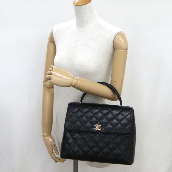 n2406 06 301714ht 07 Chanel Matelasse Top Handle Bag A12397 Caviar Skin Black Turnlock Handbag