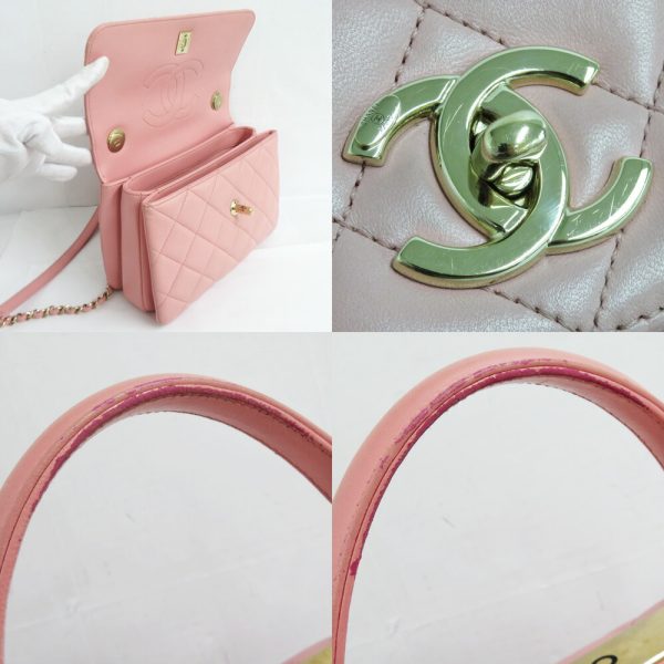 n2406 06 301819sh 06 Chanel top handle flap bag A92236 pink lambskin shoulder bag