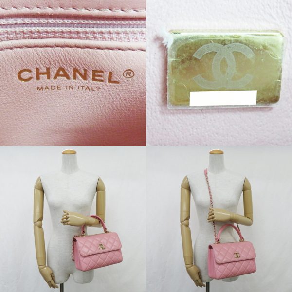 n2406 06 301819sh 08 Chanel top handle flap bag A92236 pink lambskin shoulder bag