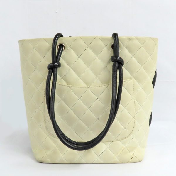 n2406 06 301821mi 01 Chanel Cambon Medium Tote White Black CocoMark Calf Leather