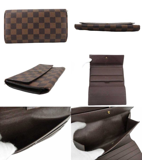 n44669 2 Louis Vuitton Damier Ebene Portefeuille Long Wallet Brown