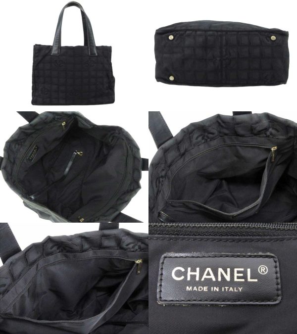 n44674 2 CHANEL Shoulder Bag Line Tote Black