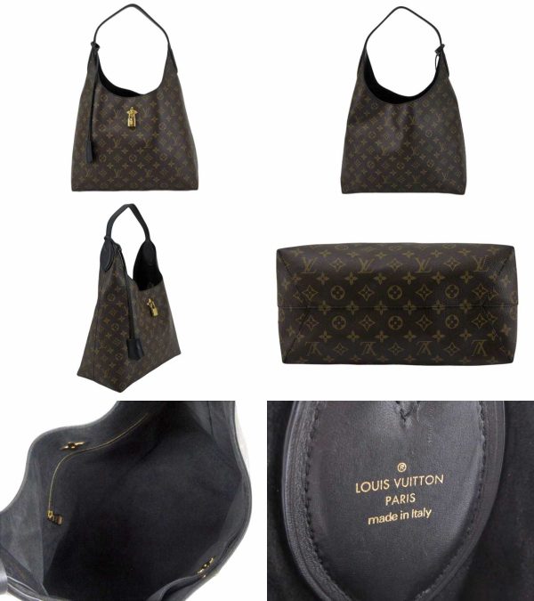 n44755 2 Louis Vuitton Monogram Flower Hobo Shoulder Bag Brown