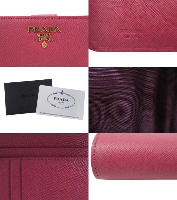 n45396 3 Prada Saffiano Metal L Shaped Wallet Pink