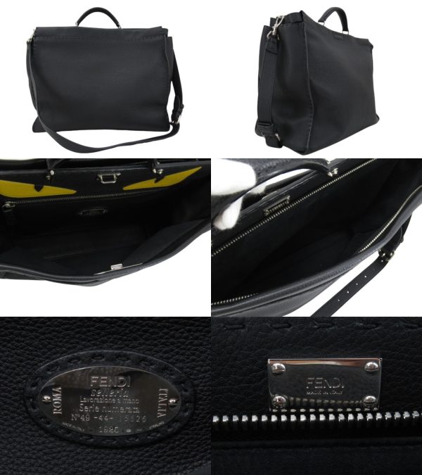 n45444 2 FENDI Selleria 2WAY Shoulder Bag Black