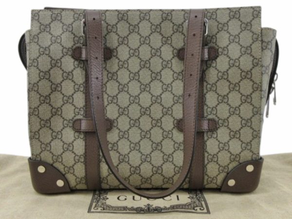 n45679 1 Gucci GG Supreme Tote Bag Beige Ebony