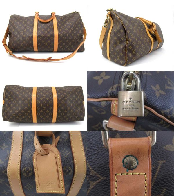 n45938 2 Louis Vuitton Monogram Keepall Bandouliere 55 Bag Brown