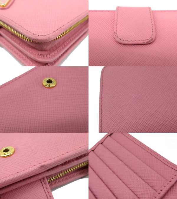 n46527 5 Prada Saffiano Triangle L Shaped Wallet Pink