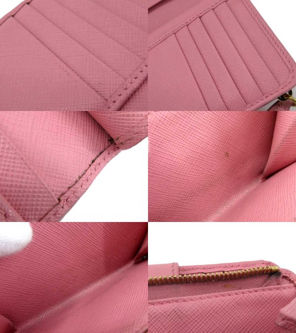 n46527 6 Prada Saffiano Triangle L Shaped Wallet Pink