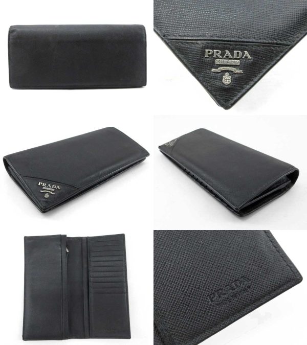 n46713 2 Prada Saffiano Metal Long Wallet Black