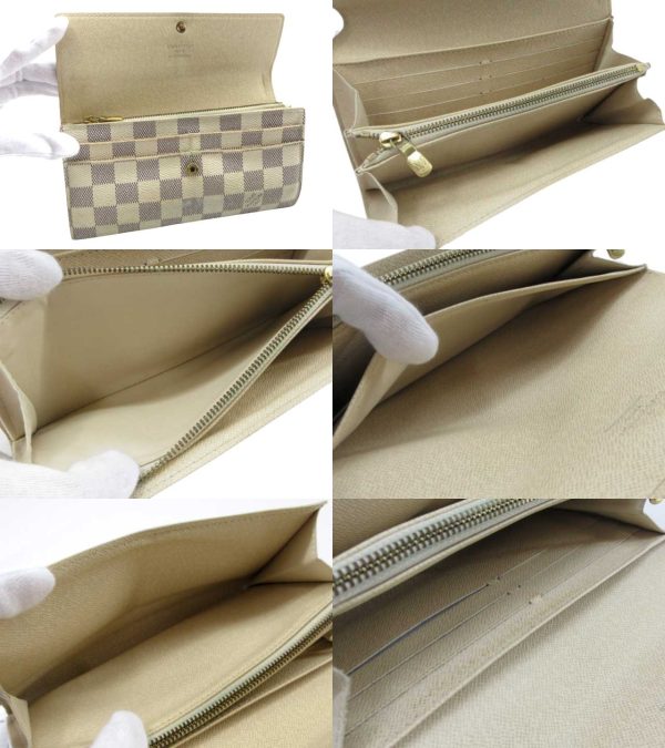 n46716 3 Louis Vuitton Damier Azur Portefeuille Sara Long Wallet Cream