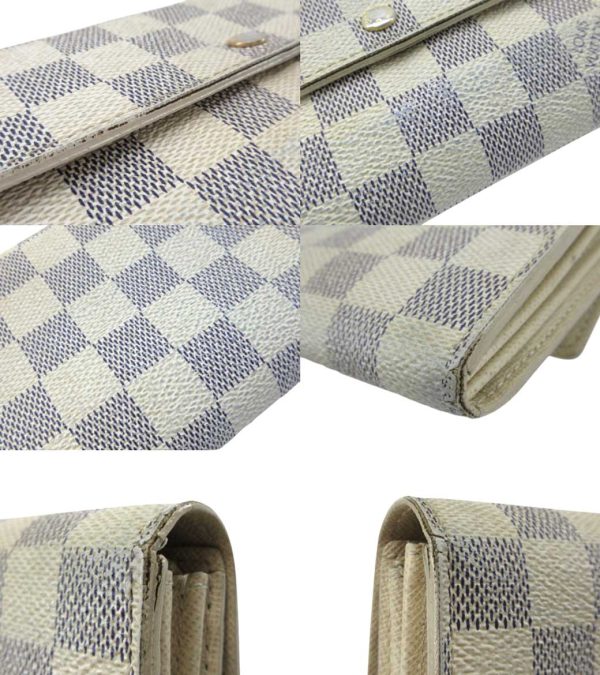 n46716 6 Louis Vuitton Damier Azur Portefeuille Sara Long Wallet Cream