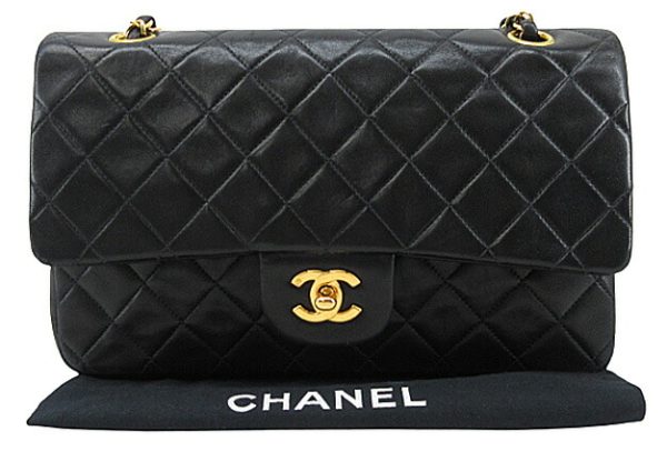 n46930 1 Chanel Matelasse 25 Double Flap Chain Shoulder Bag Black