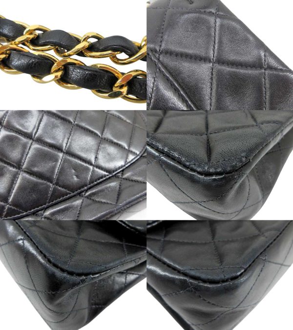 n46930 7 Chanel Matelasse 25 Double Flap Chain Shoulder Bag Black