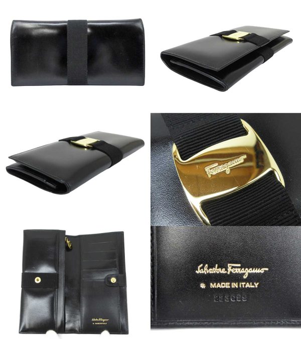 n46938 2 Salvatore Ferragamo Vara Long Wallet Black