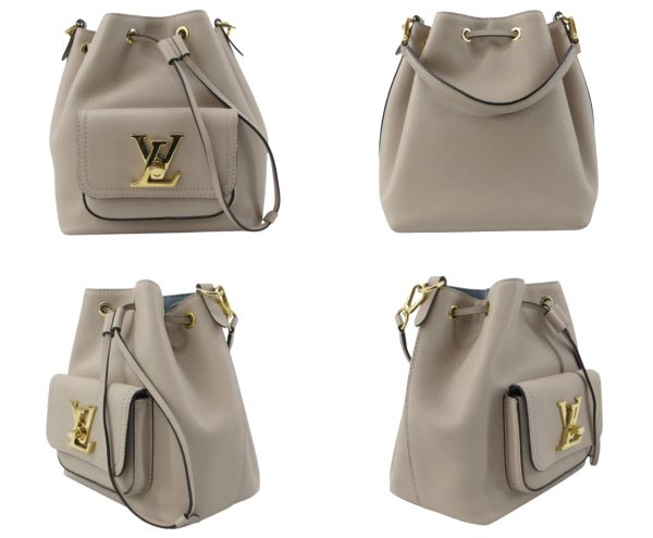 n47020 2 Louis Vuitton Calf Lock Me Bucket NV 2WAY Bag Biege