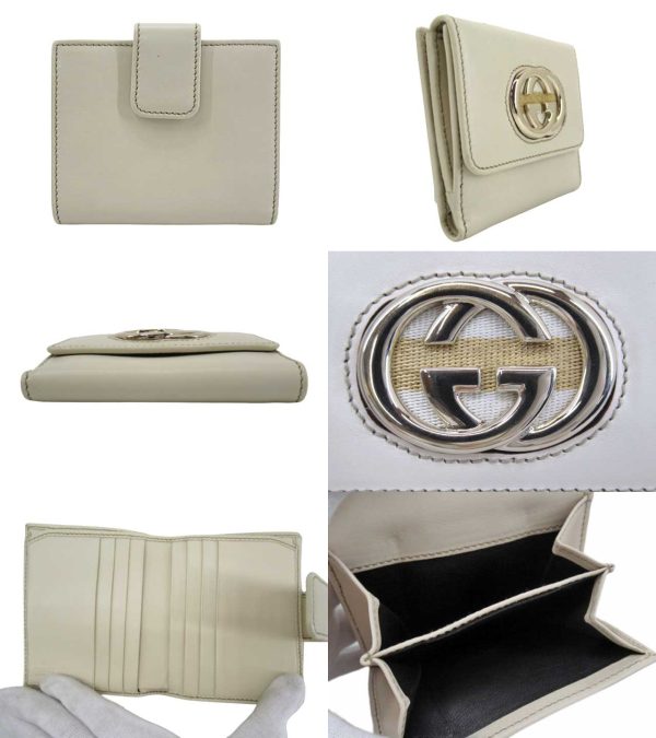 n47437 2 Gucci Interlocking G W Hook Short Wallet Cream