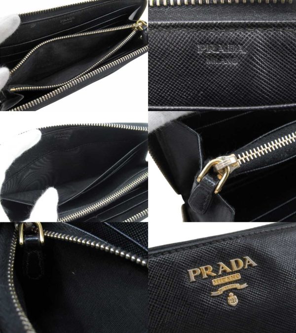 n47568 3 Prada Saffiano Long Wallet Black