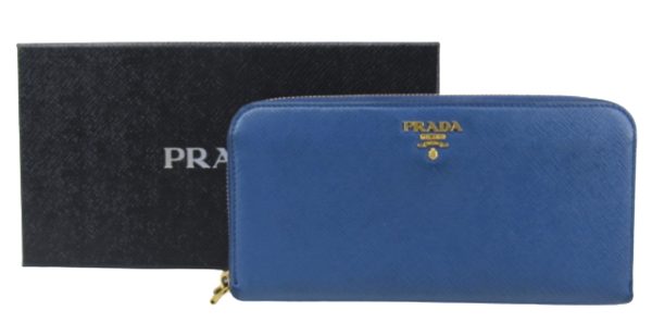 n47573 1 Prada Saffiano Long Wallet Azzurro