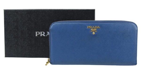 n47573 1 PRADA Saffiano Long Wallet Azzurro Prada Wallet