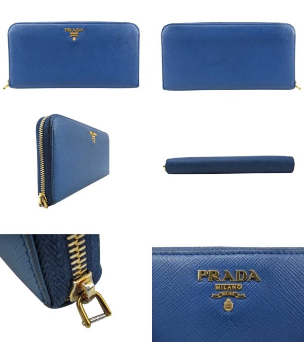 n47573 2 Prada Saffiano Long Wallet Azzurro