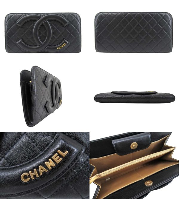 n47626 2 CHANEL Clutch Bag Matelasse Cocomark Wallet Black