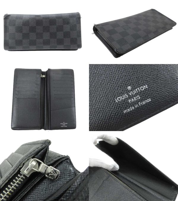 n47648 2 Louis Vuitton Graphite Portefeuille Brazza Long Wallet Black