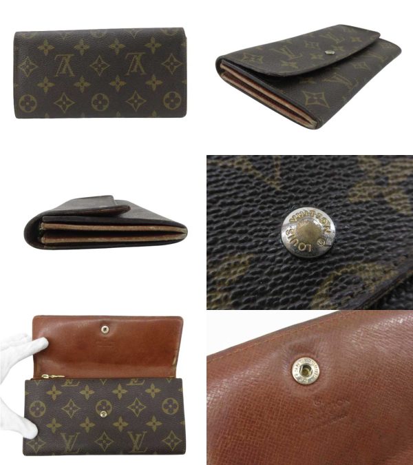 n47653 2 Louis Vuitton Monogram Pochette Porte Monet Long Wallet Brown